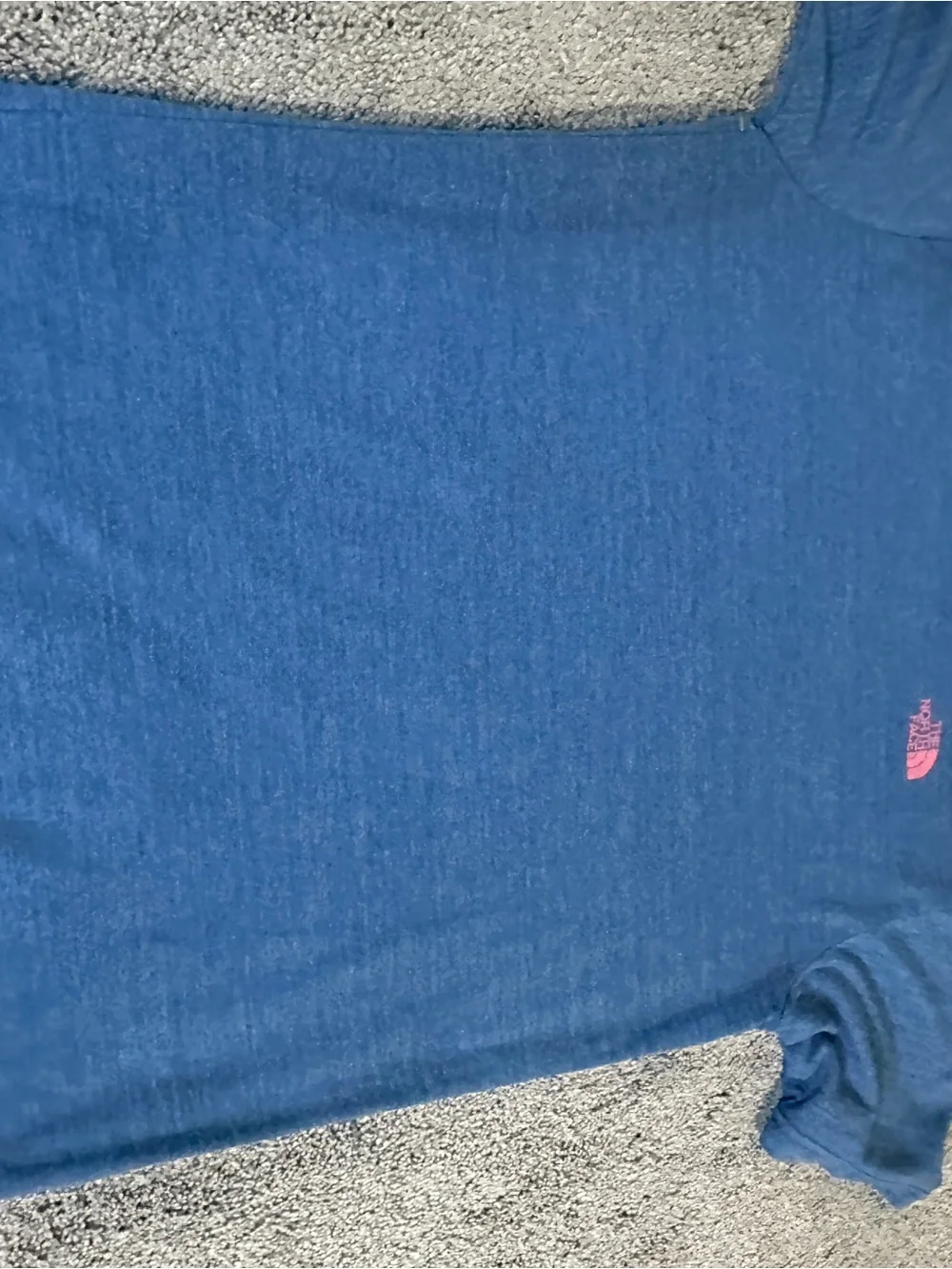 The North Face Men’s Blue Short Sleeve Graphic Tee with Pink Accent